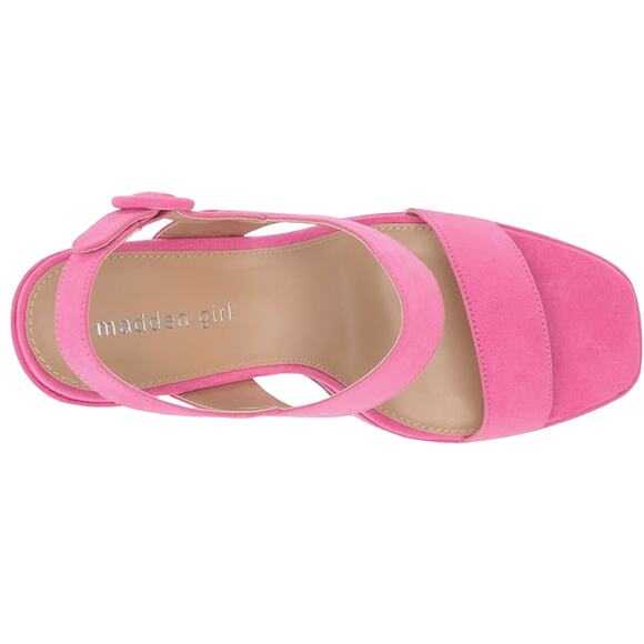 Madden Girl Mine Womens Size 6.5 Fabric Sandals Barblie Pink Block Heel New - Picture 3 of 16